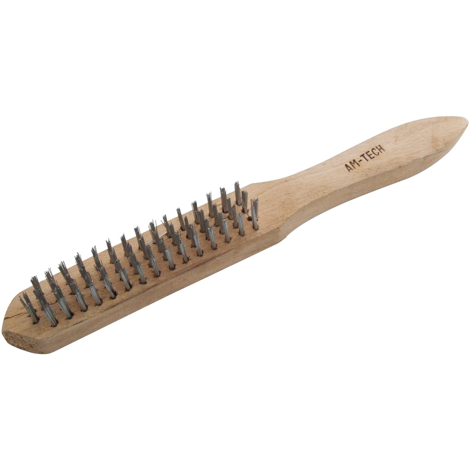 Wire Brush 4 Row Wooden Handle Amtech S3400 Heavy Duty For Rust Paint Removing