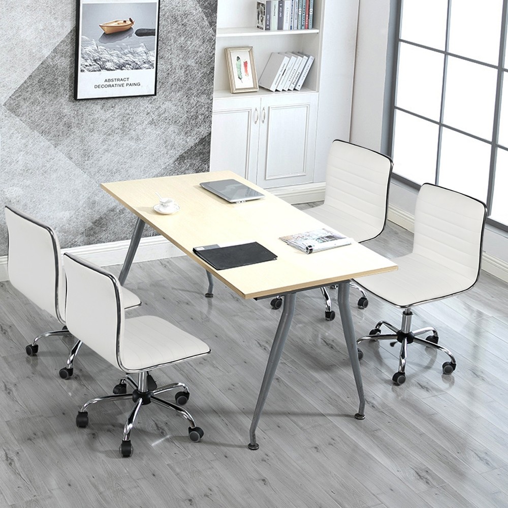 Modern Adjustable Armless Faux Leather Swivel Office Chair White