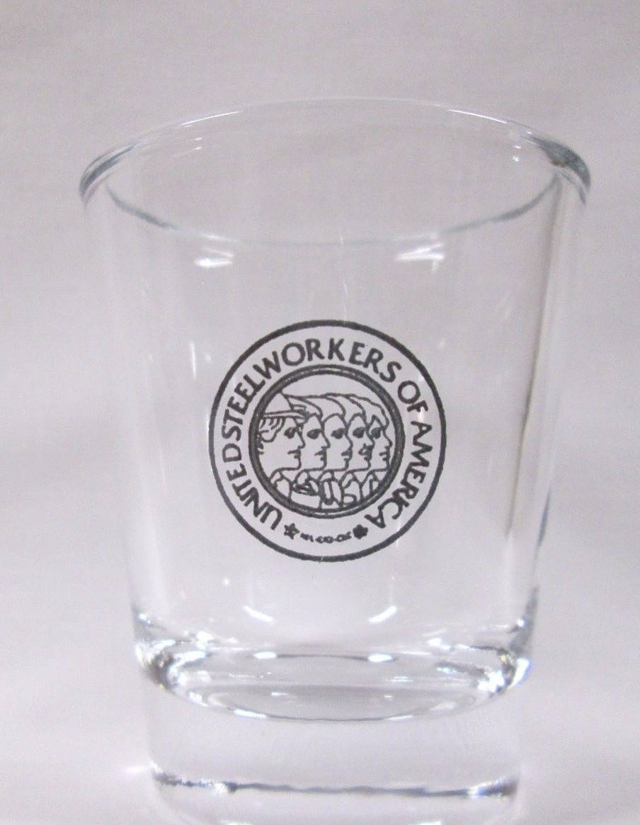 United Steelworkers of America Image on Clear Shot Glass