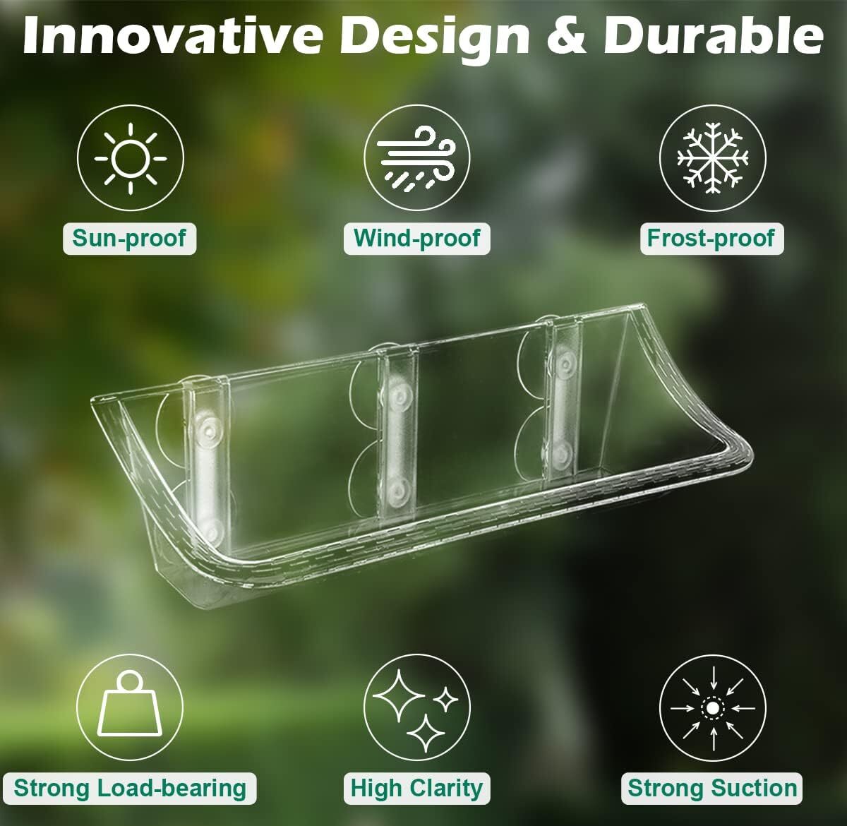 Clear Bird Bath Feeder for Outside Window Glass, Transparent