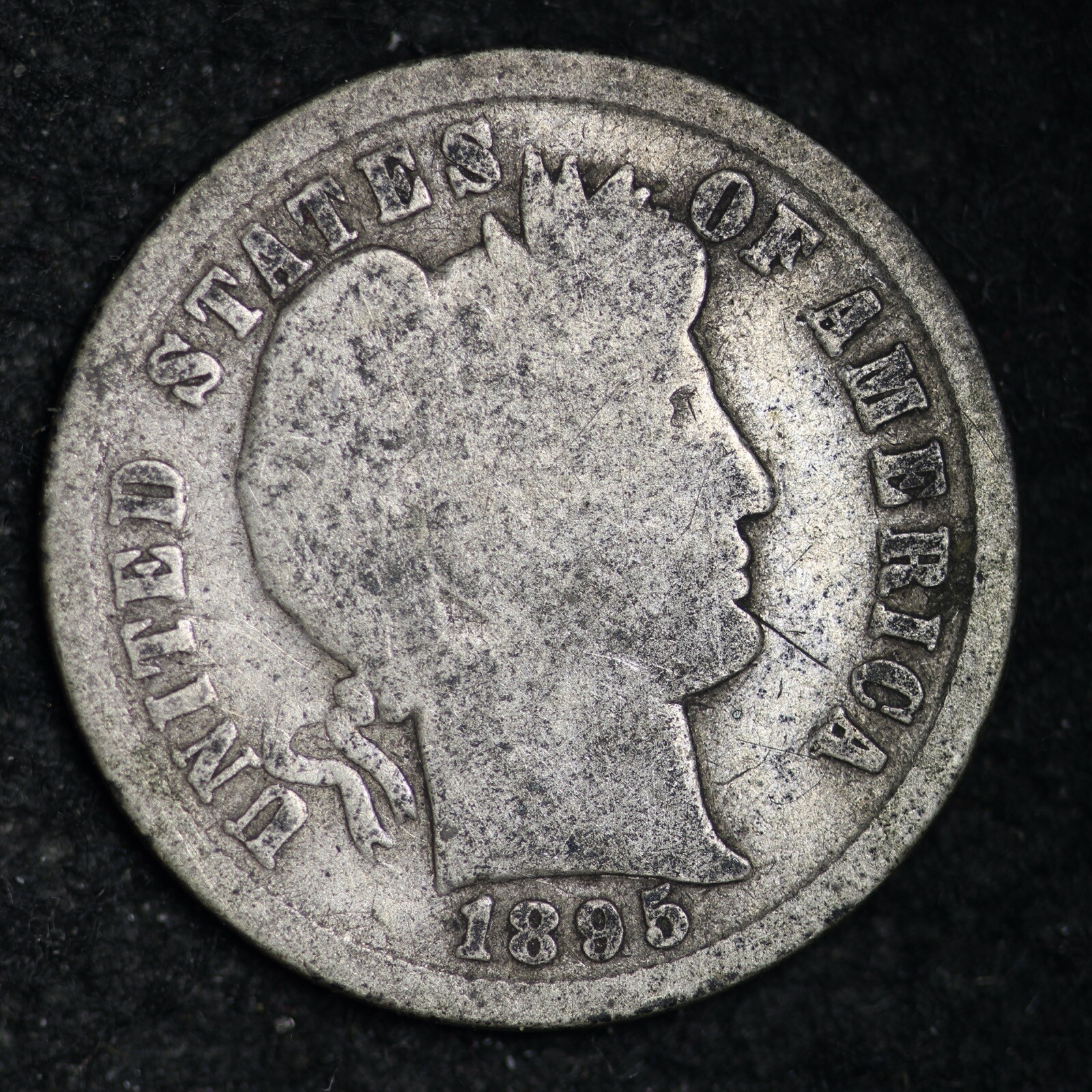 1895-S Barber Silver Dime CHOICE VG FREE SHIPPING E221 SHK