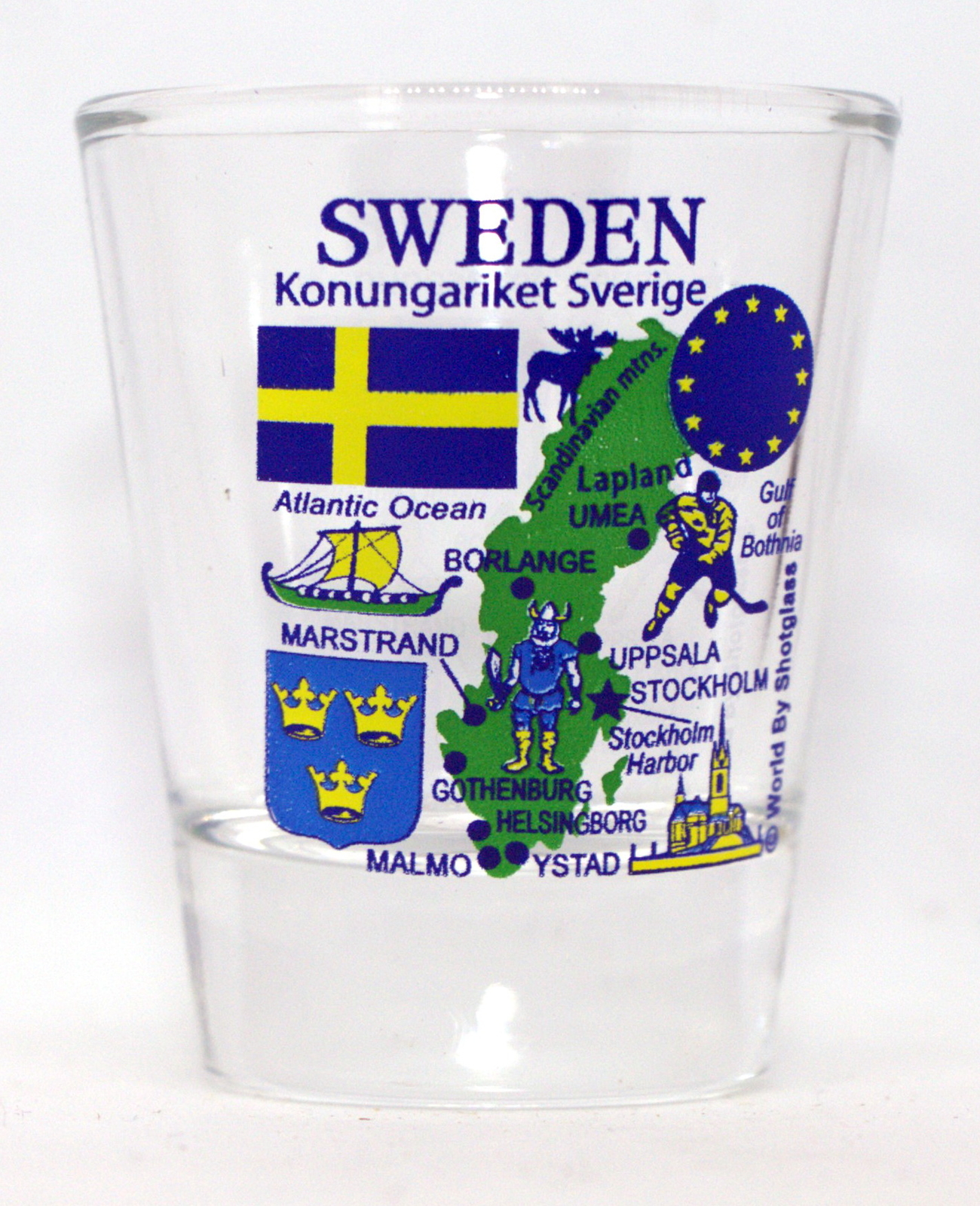SWEDEN EU SERIES LANDMARKS AND ICONS COLLAGE SHOT GLASS SHOTGLASS