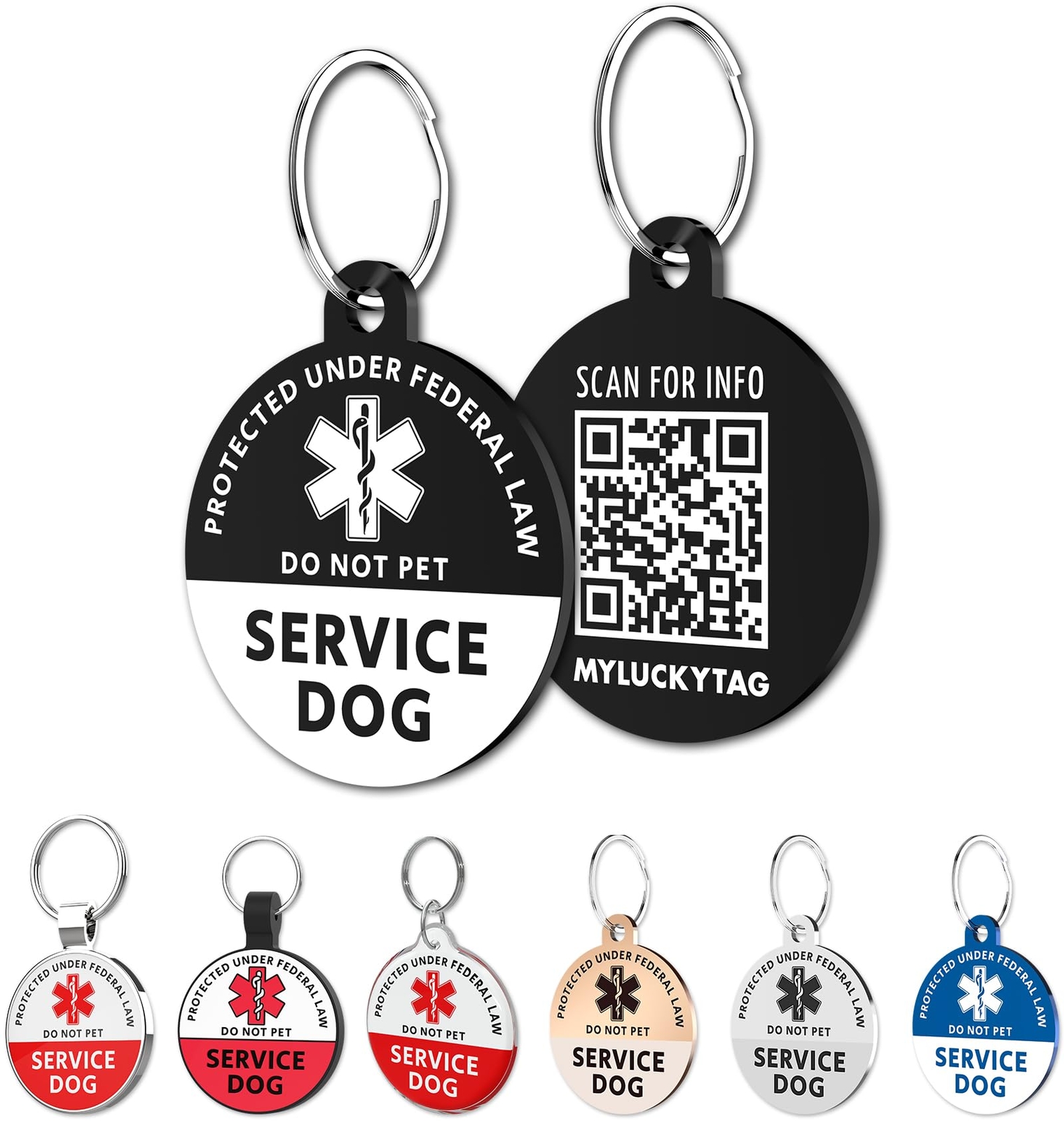 Service Dog Tag QR Code Stainless Steel Pet ID Tag Dog Tag Online Pet Profile...