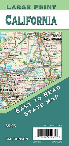 Large Print State Map of California, by GMJ Maps
