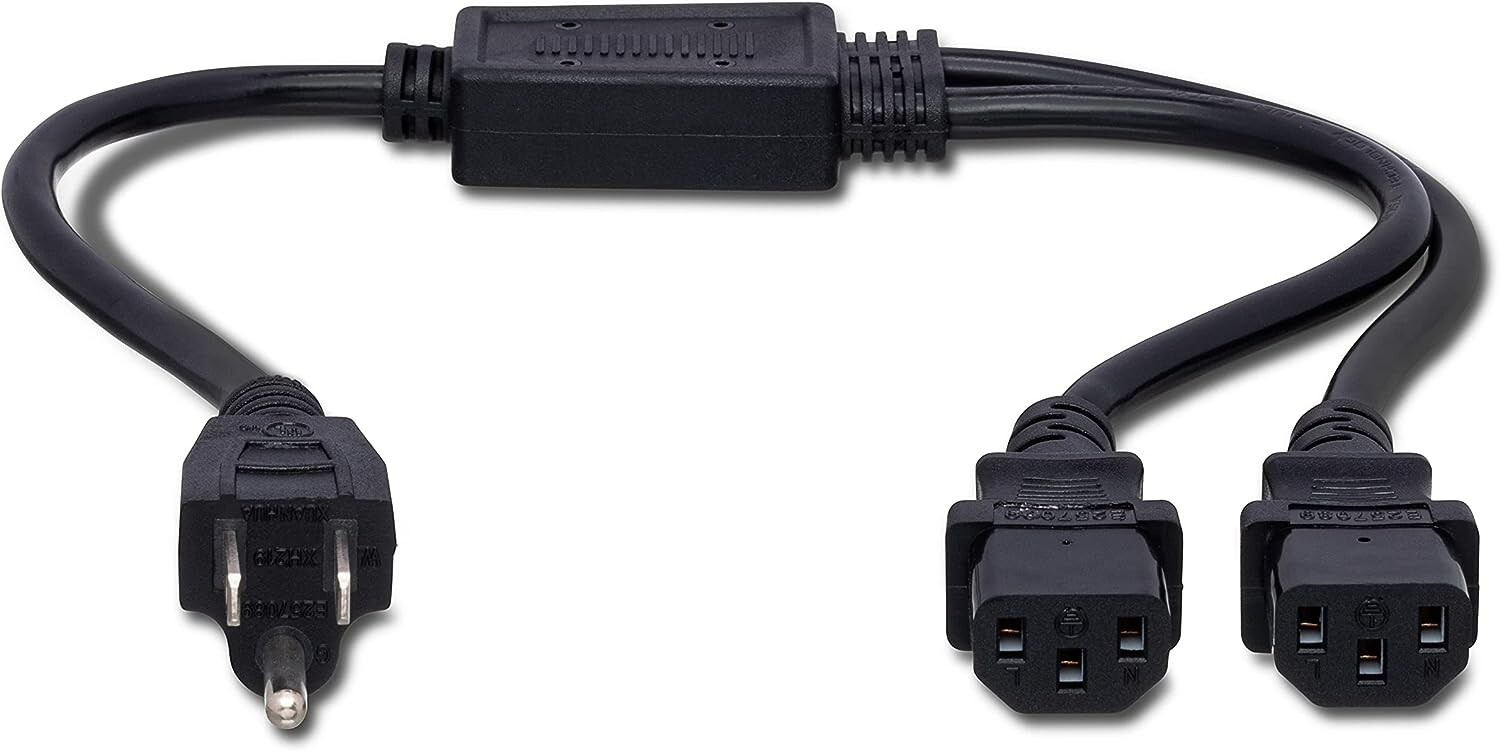 Hosa - YIE-406 - NEMA 5-15P to Dual IEC C13 Power Y Cable - 1.5 ft.