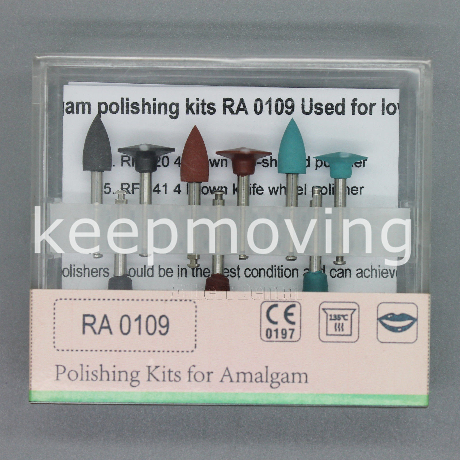 Dental Lab 9 Pcs Silver Amalgam Silicone Polisher Diamond Burs Cups Kit RA0109
