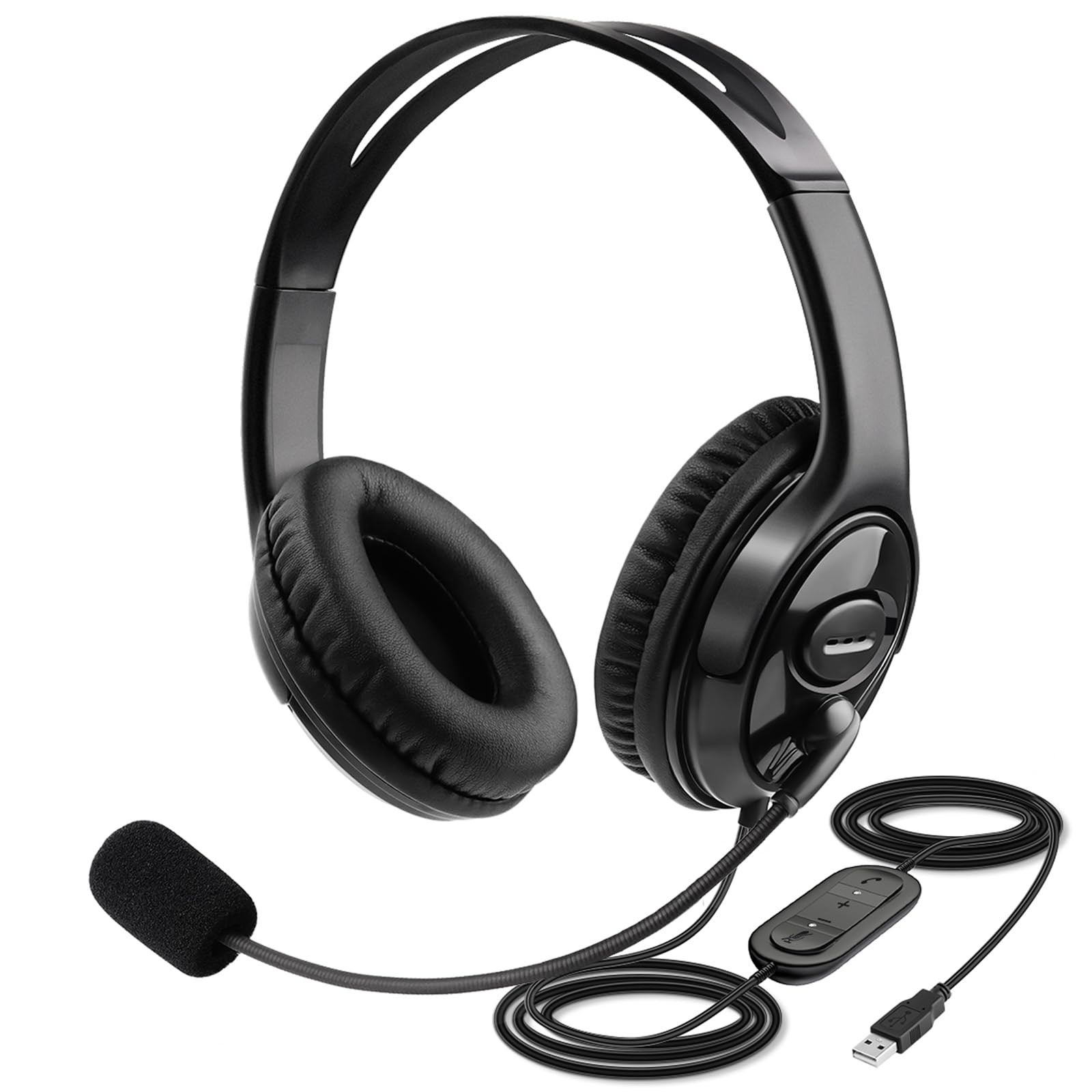 USB Headset with Microphone for Call Center Office Laptop Computers