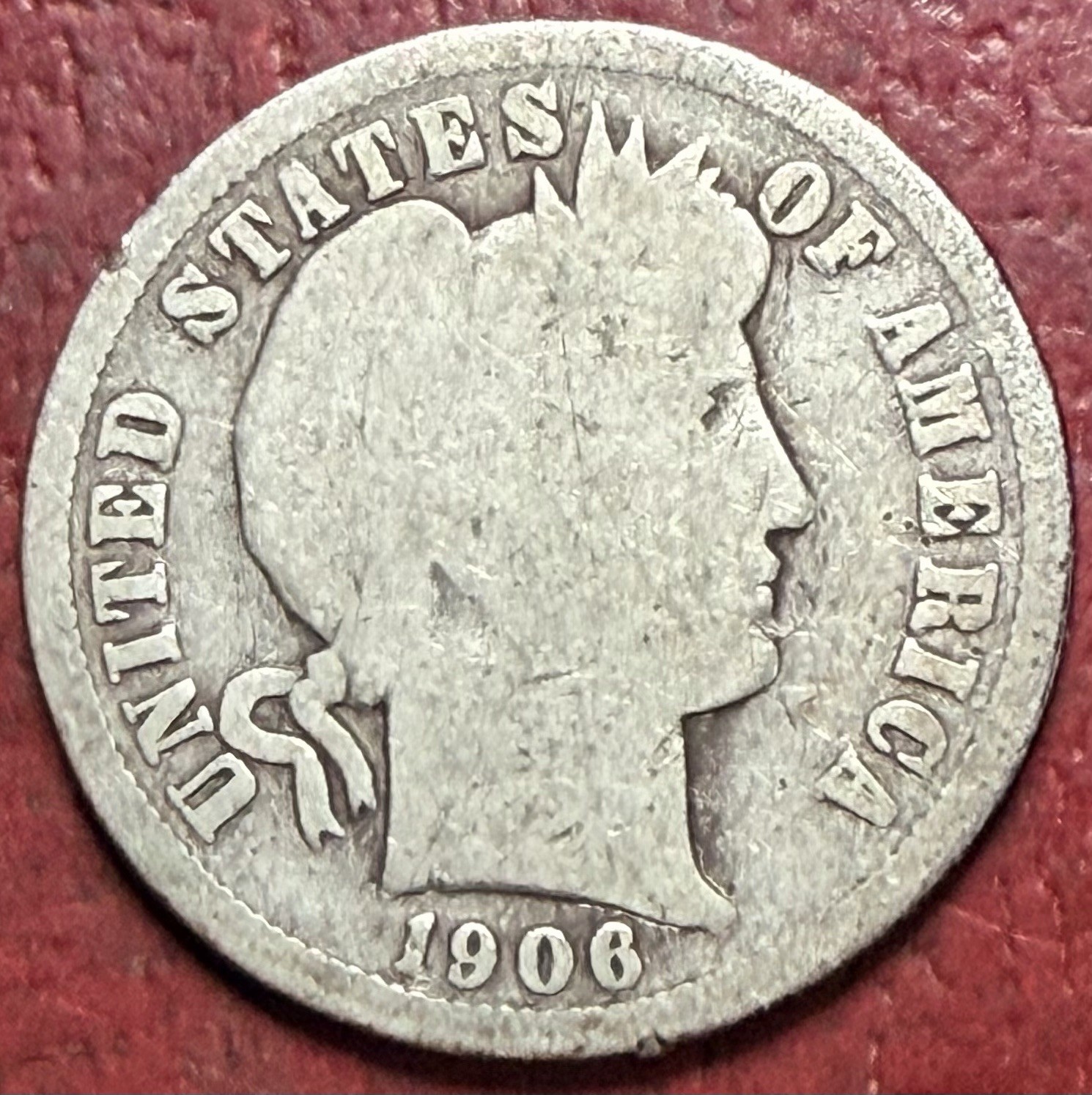 1906-D Barber Dime.  Free Shipping