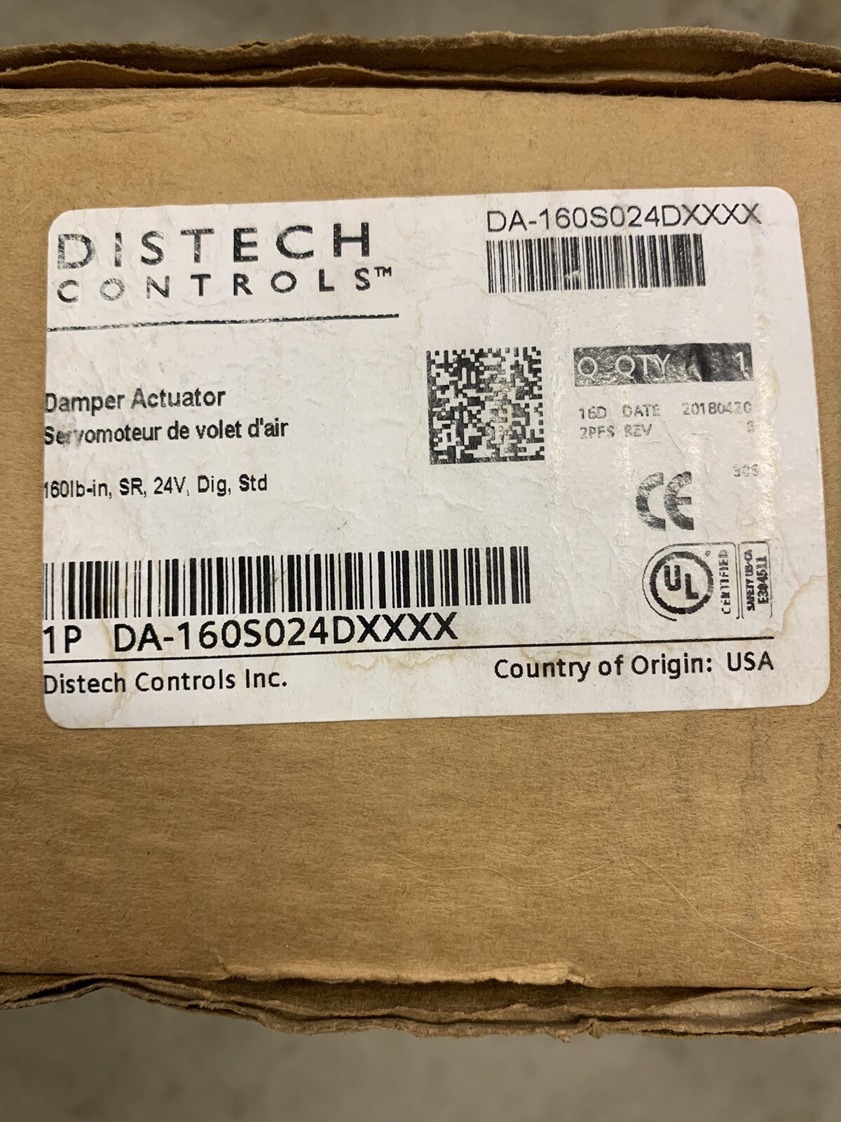 Distech DA-160S024DXXXX Damper Actuator **NEW IN BOX**