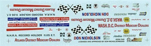 Slixx 7045 Dyno Don 64 Comet A/FX Don Nicholson 1/25 waterslide drag decal