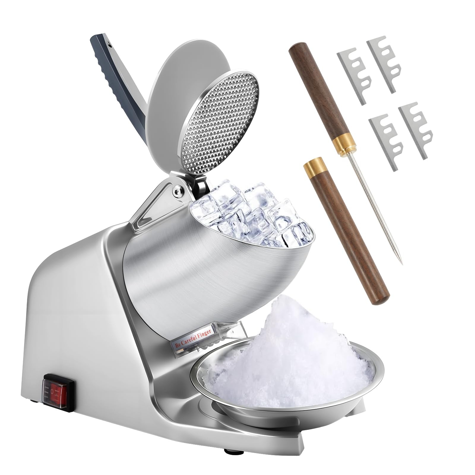226 lbs/h 4-Blade Ice Shaver Machine, with Extra Blades & Ice Pick, 300W Ice ...