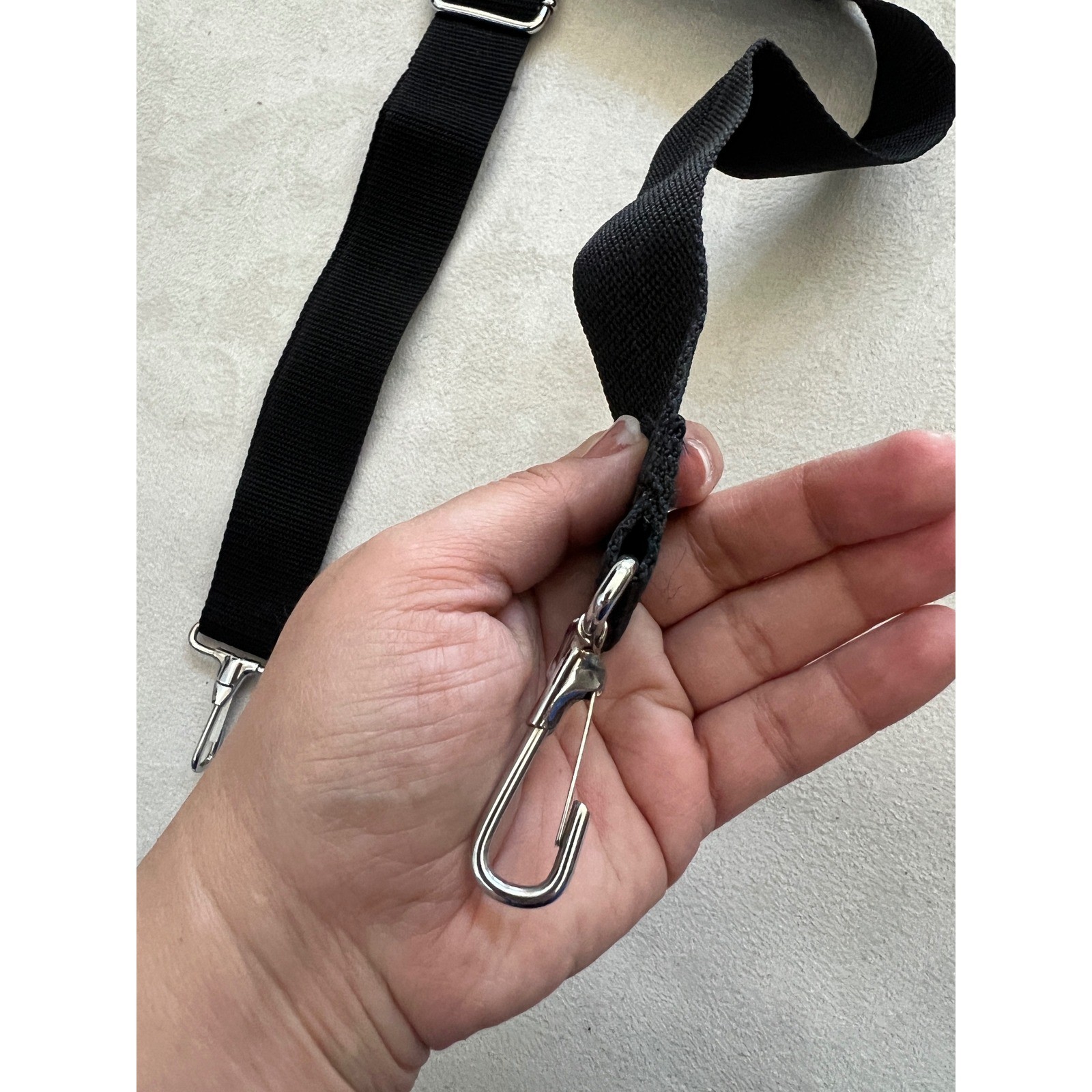 Adjustable Black Nylon Replacement Shoulder Strap with Metal Swivel Snap Hooks