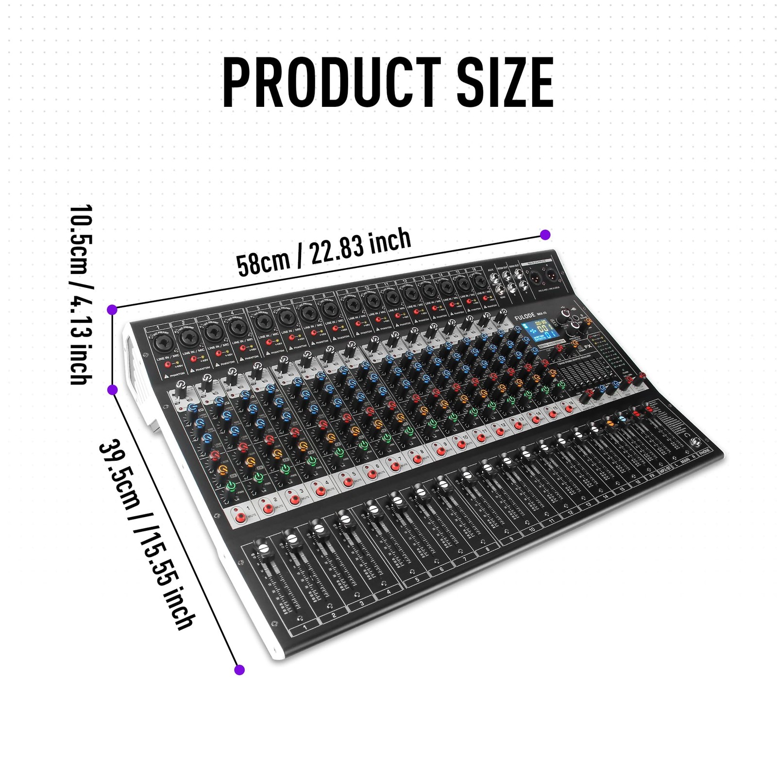 FULODE 16-Channel Audio Mixer with 99 DSP, Professional