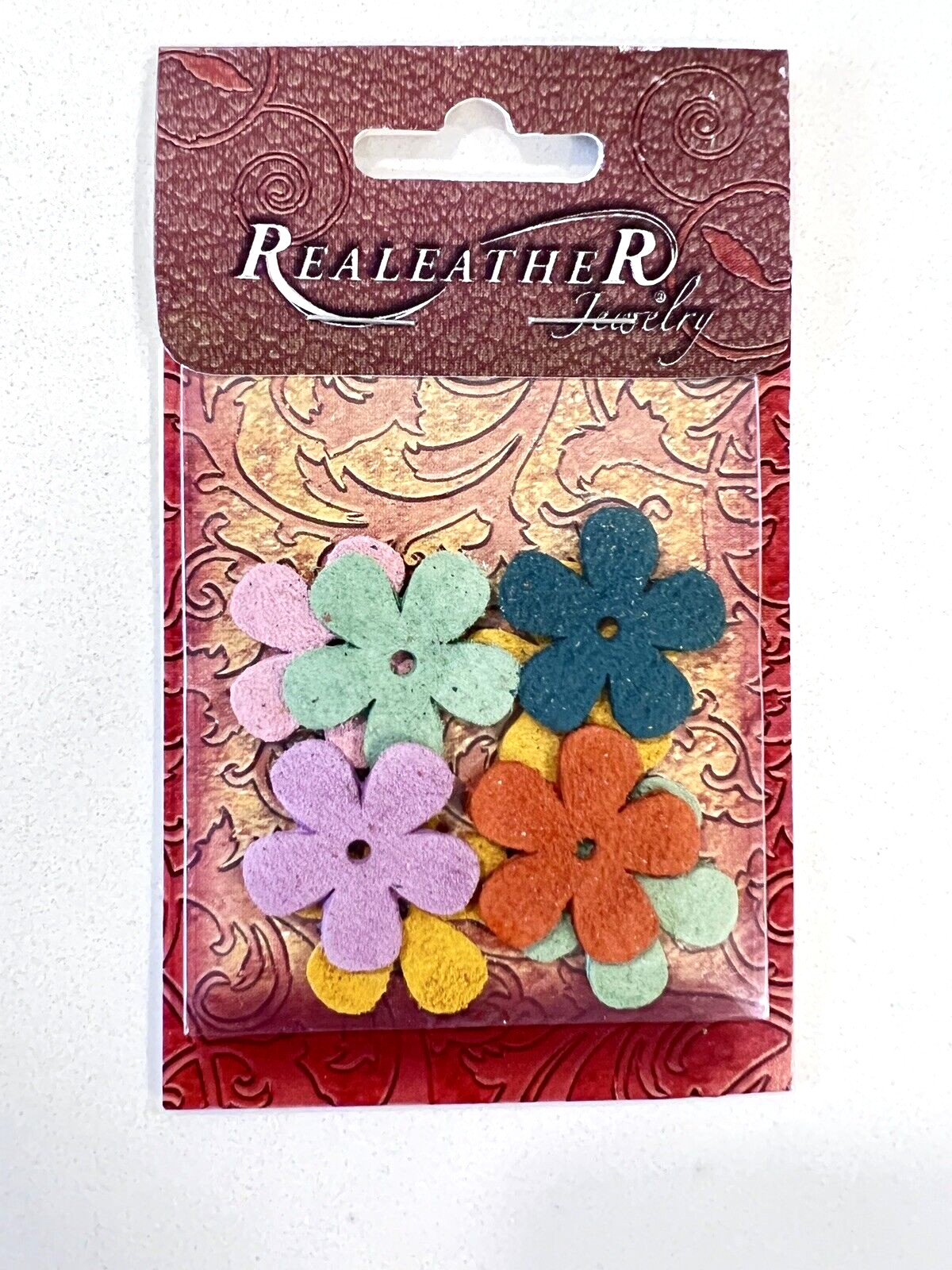 Realeather Jewelry Suede Flowers Brights J7046-18 - 8 Pieces Leather Crafts NEW