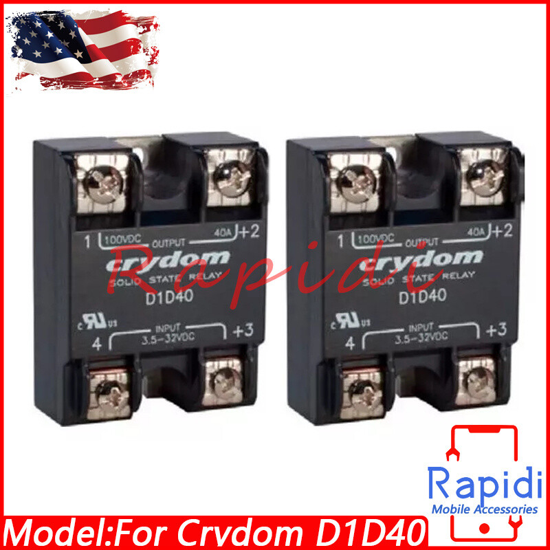 2* SSR Solid State Relay For Crydom D1D40 Module 3-32VDC SPST-NO 40A Load 100VDC