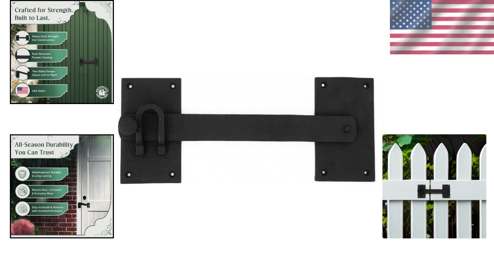 Traditional 12" Wrought Iron Gate Lock - Easy Installation