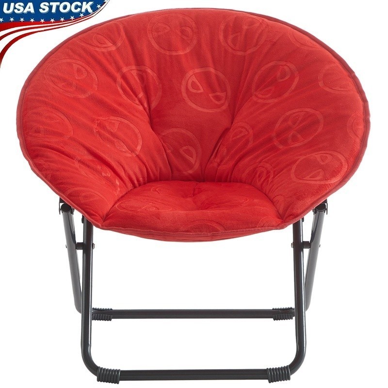 Kids Saucer Chair Spiderman Embossed Red Folding Comfortable Indoor Lounge Seat