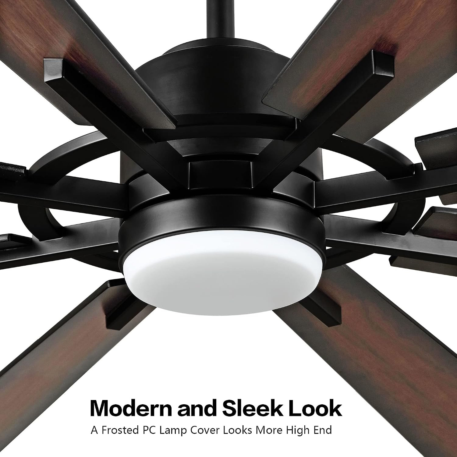 60" DC Ceiling Fan with Lights and Control, Matte Black Ceiling Fan with Walnut/