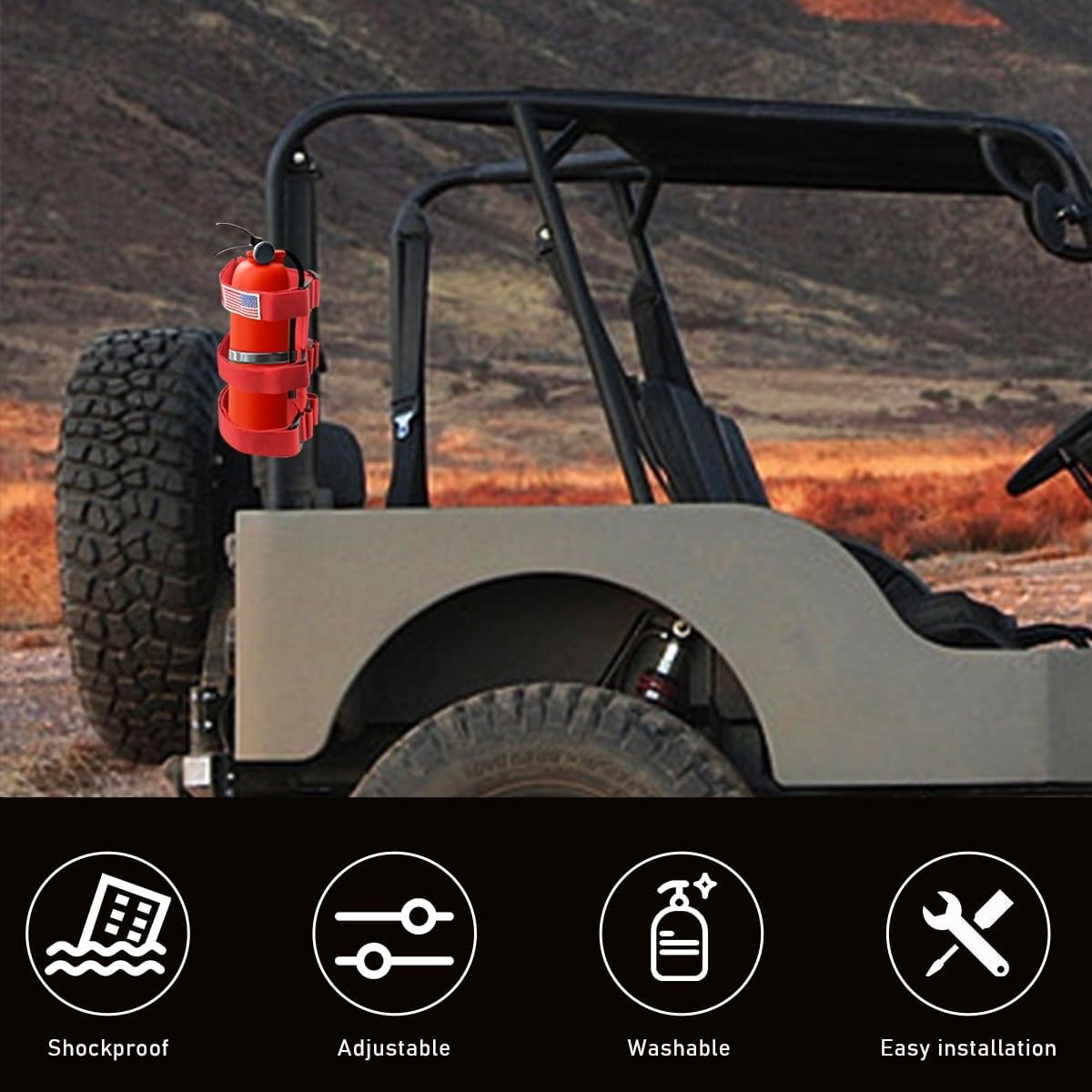 Jeep Fire Extinguisher Holder Roll Bar Strap Mount