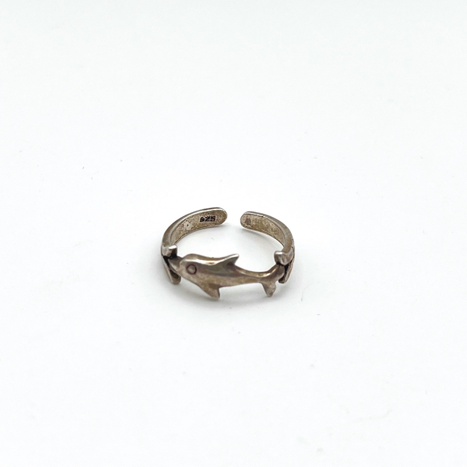 925 Sterling Silver Dolphin Toe Ring Adjustable Wrap Around Band Size 2 Vintage