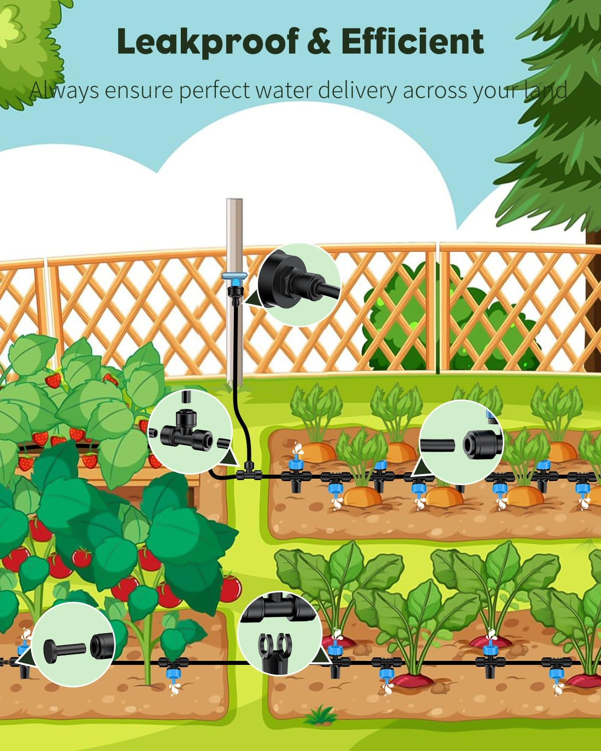 Drip Irrigation Kit, Quick-Connect 100 Ft. Drip Irrigation System with 1/4" Tubi