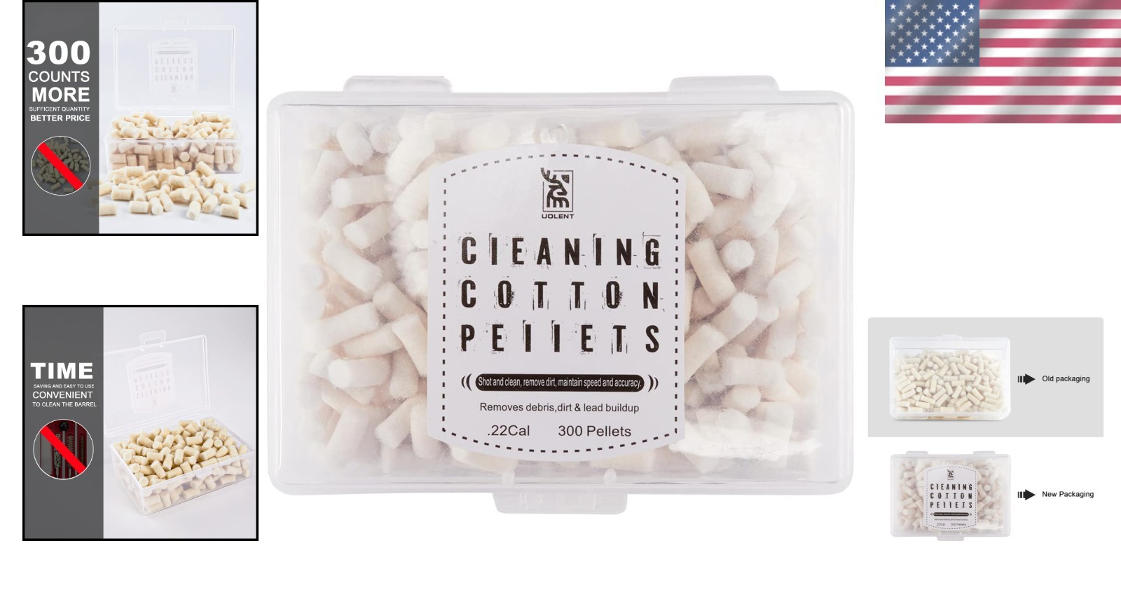 High-Density Wool Cleaning Pellets for .22 Caliber – 300 Count with Storage Box