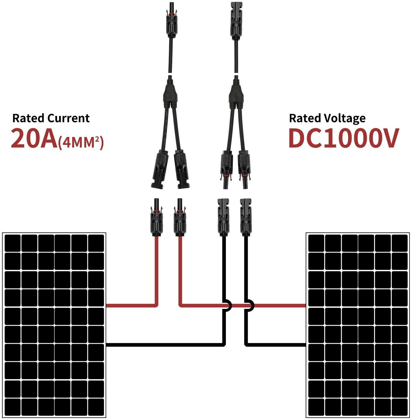 Solar Cable Y Panel Branch Connector IP65 Waterproof Solar Adapter Connector USA