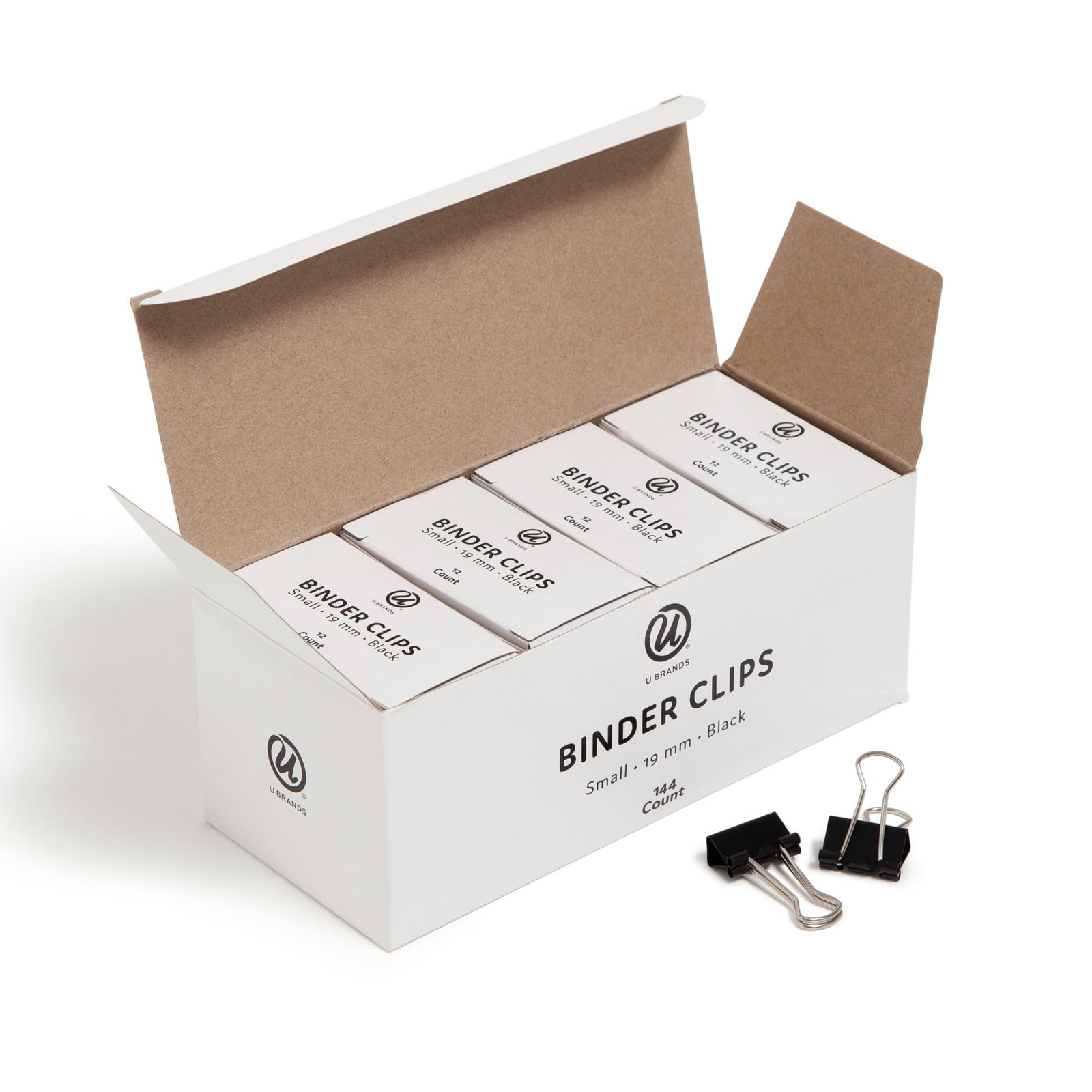 U Brands Small Binder Clips, 144-Count, 3/4 Inch, Mini Paper Small, Black