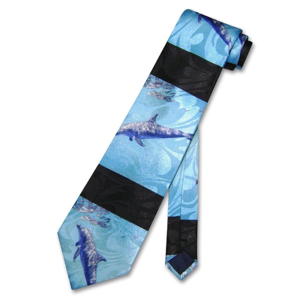 NeckTie Dolphins Swimming Underwater Light Blue Mens Neck Tie NEW