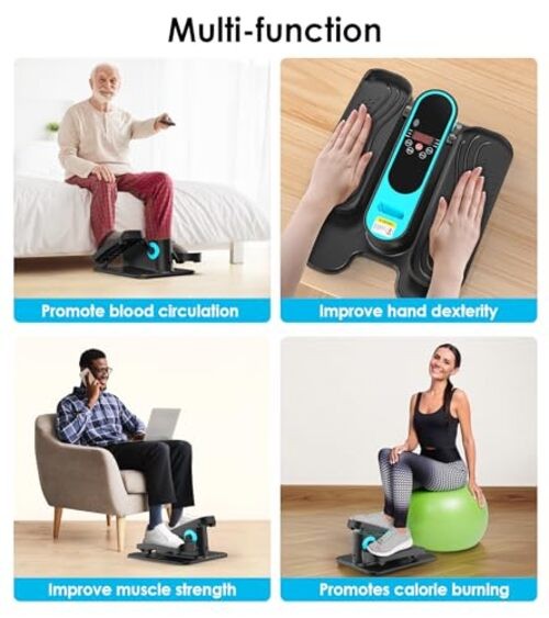 2025 New Under Desk Elliptical Machine,Portable Seated Pedal Exercise Blue