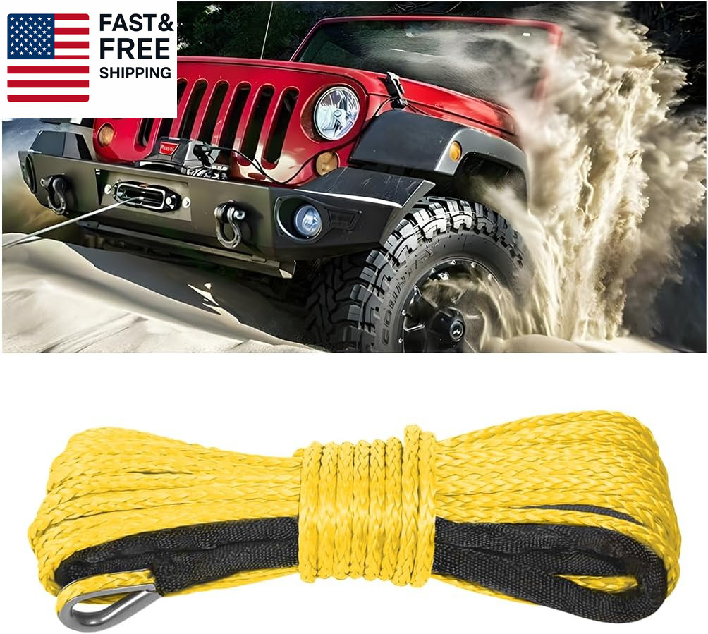 3/16" X 50 FT Car Synthetic Winch Rope Kit, 5500LBS Heavy Duty Vehicle Winch L