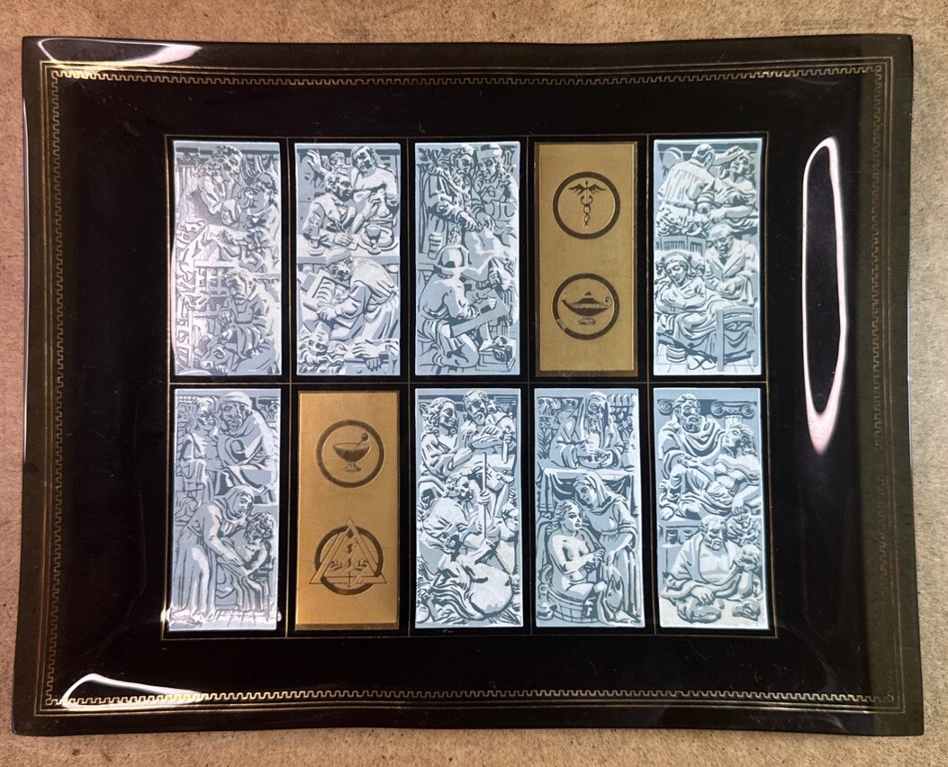 UVA Medical History Glass Tray Friends of University Hospital 1961 . 9”x7” VTG