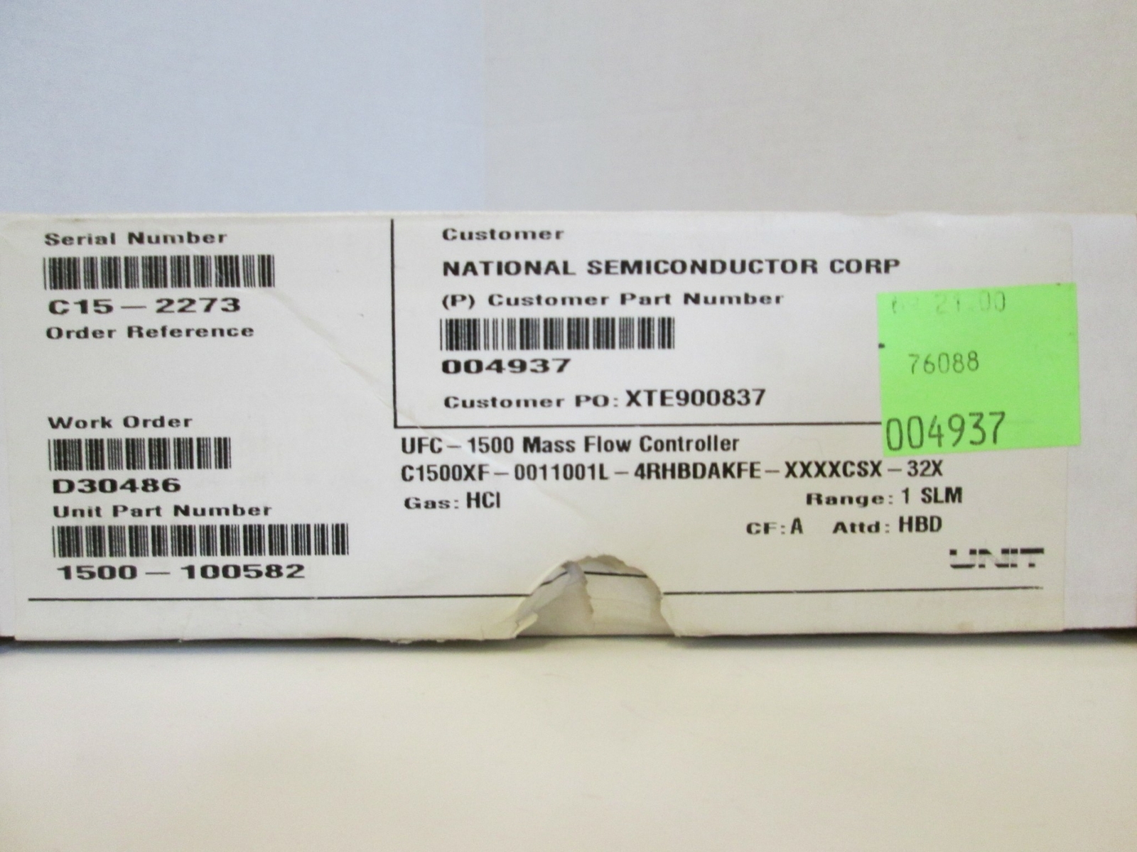Unit UFC-1500, MFC, Mass Flow Controller, HCL, 1 SLM