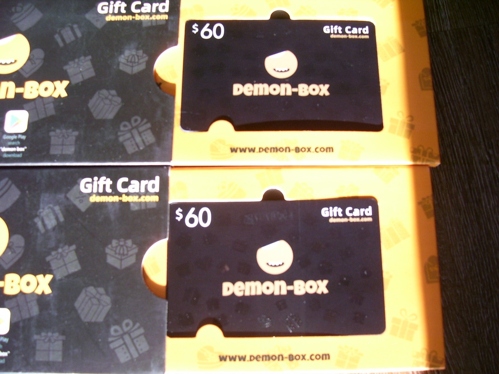 2 Demon-Box Gift Cards 60.00 Each