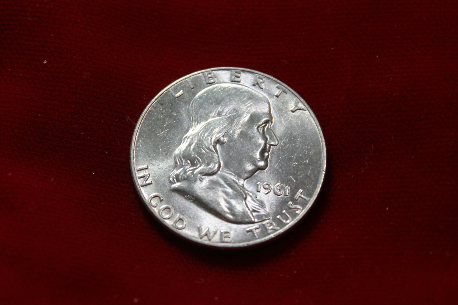 1961-D  UNITED STATES FRANKLIN HALF DOLLAR,   SILVER U.S. FIFTY CENT COIN, BU.