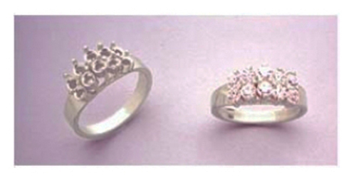 (10) Round Accented Cluster Sterling Silver Pre-Notched Ring Setting Size 7