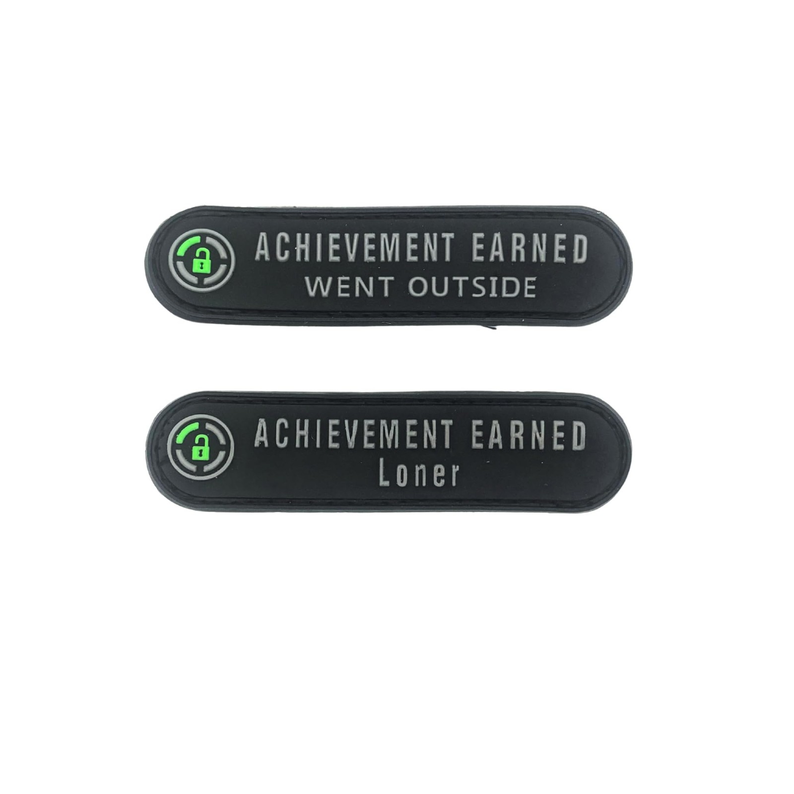 Achievement Earned 2 Piece Funny Patches (PVC Hook - 3.5 X 0.75 -WY3,WY5) for Ba