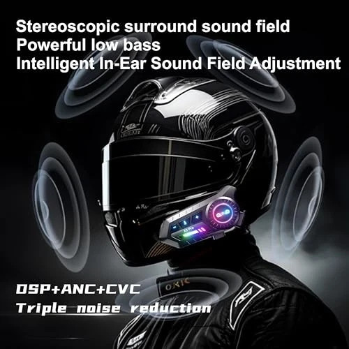 Motorcycle Bluetooth Headset with Microphone,Wireless Helmet 2 Intercom set