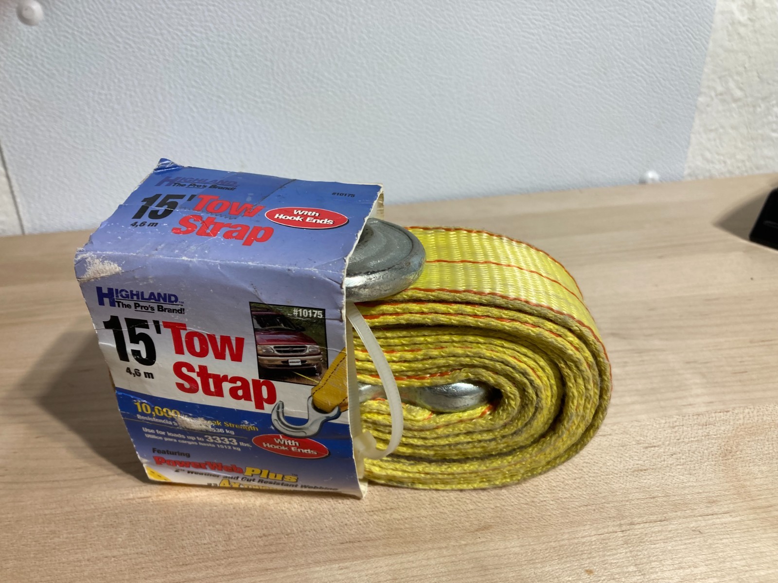 HIGHLAND 15 Ft Tow Strap with Hook Ends ~ 2" Wide ~10,000 Break Strength