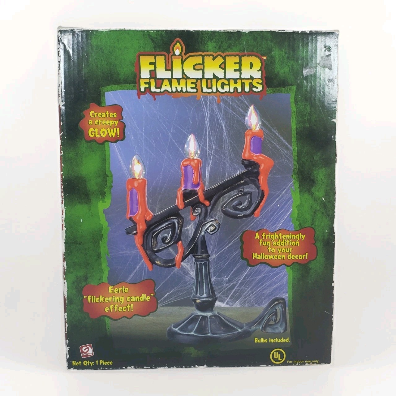 Vtg Gemmy Flicker Flame Lights Candelabra Red Candles