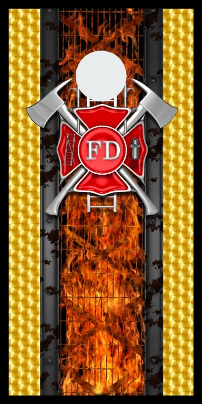 Firefighters Maltese cross Cornhole board game decal wraps