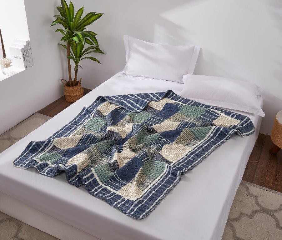 Morning Mist Reversible Versatile Soft Quilted Couch Throw Blanket 50x60in