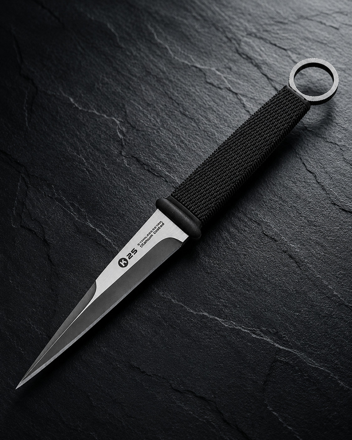 K25 Ring Dagger Fixed Blade Boot Knife Full Tang Tactical Belt Clip Sheath EDC