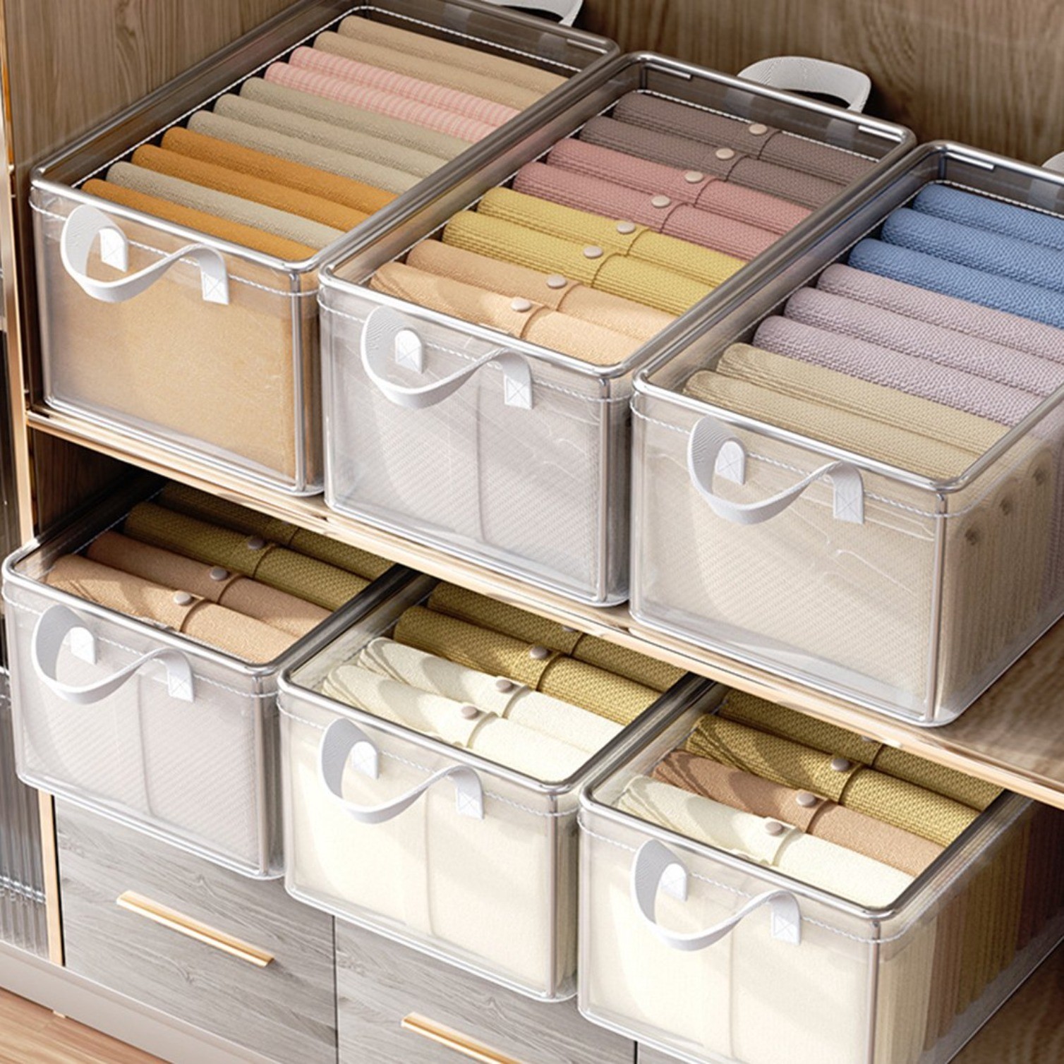 42L Clear Plastic Storage Boxes, Set of 3 (Transparently, 42L)