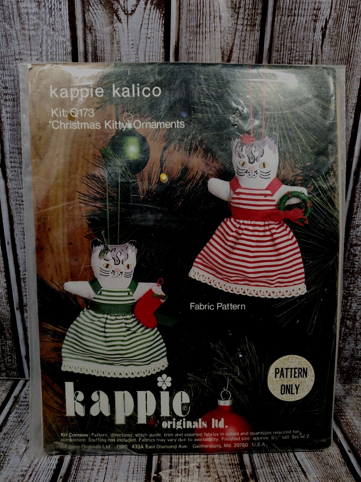 1980 Kappie Originals Kappie Kalico Kit Q173 Kitty Ornaments *Pattern Only* New