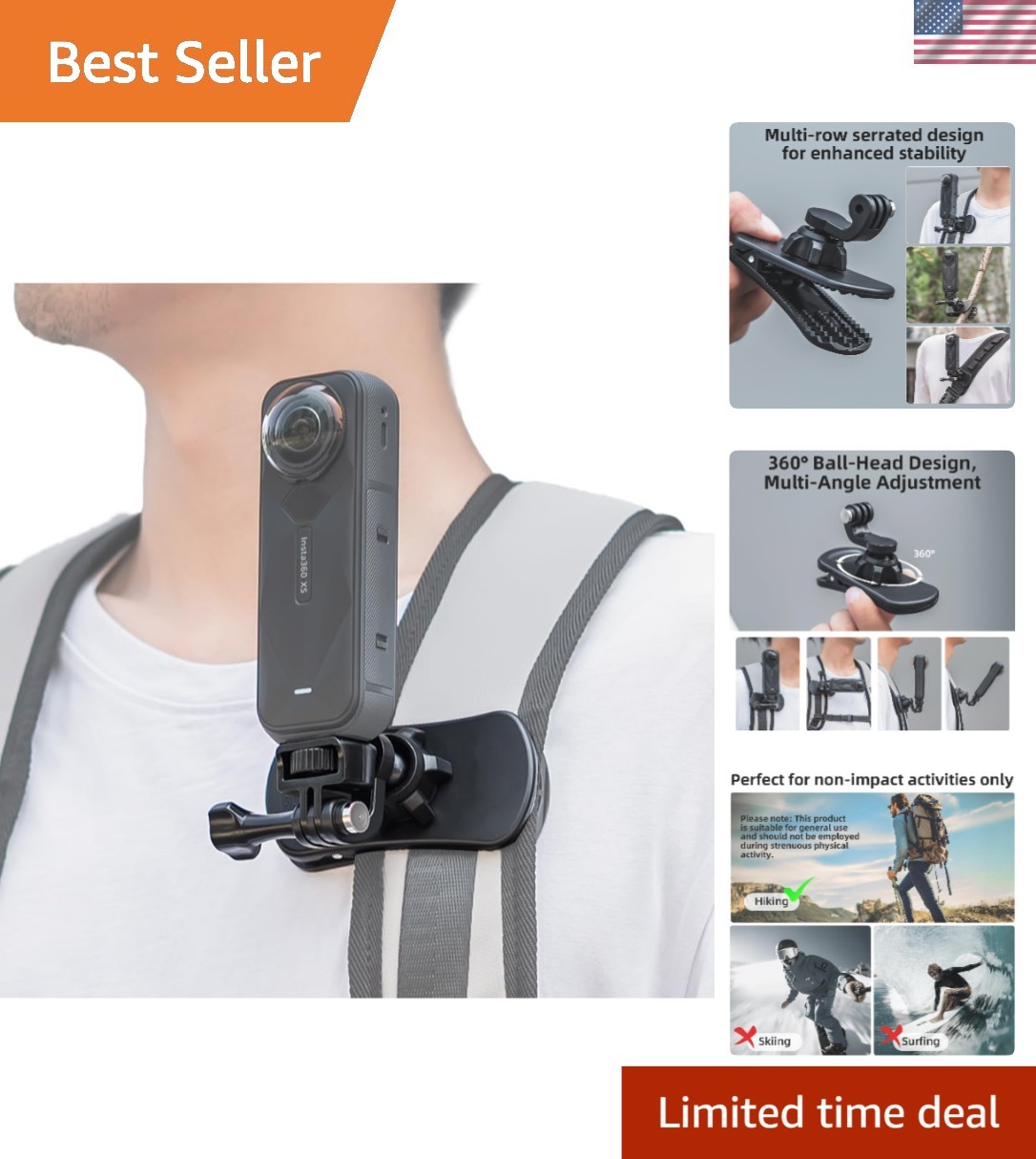 Lightweight 1/4" Quick Release Backpack Camera Mount - Effortless Filming