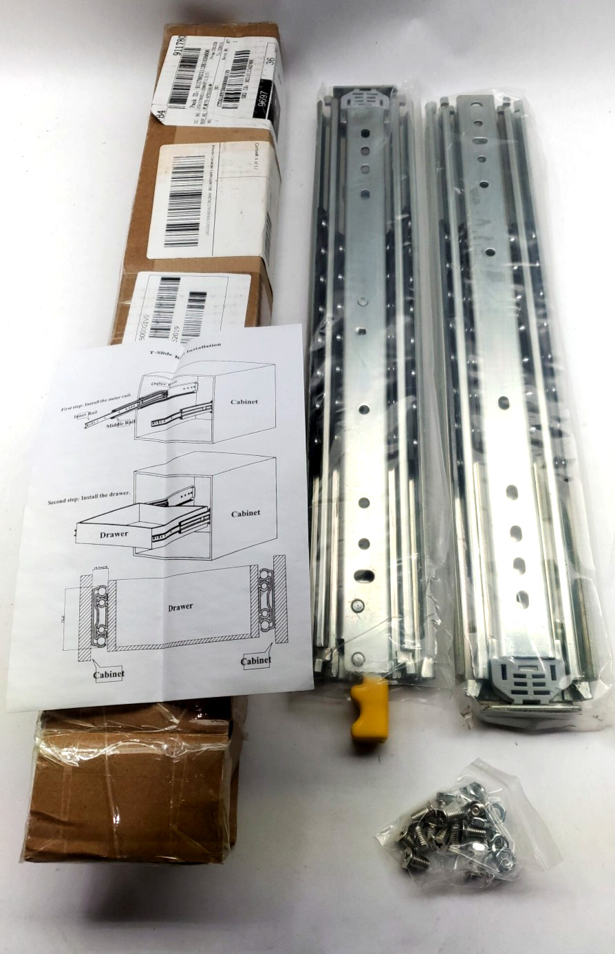 1 Pair Full Extension Drawer Slides 500 lbs Load Capacity Locking Drawer, 18"