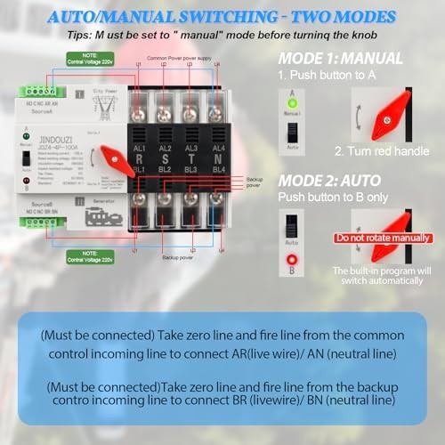 Automatic Transfer Switch 100A 220V, Dual Power Switch with Metal Box, Fast Swit
