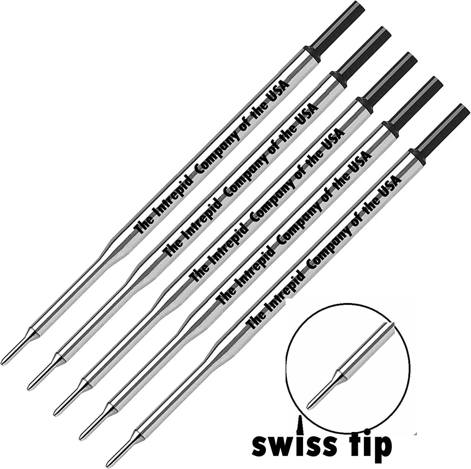 5 Genuine Intrepid Fine Ballpoint Refills for Paper mate Lubriglide, Aspire, PhD