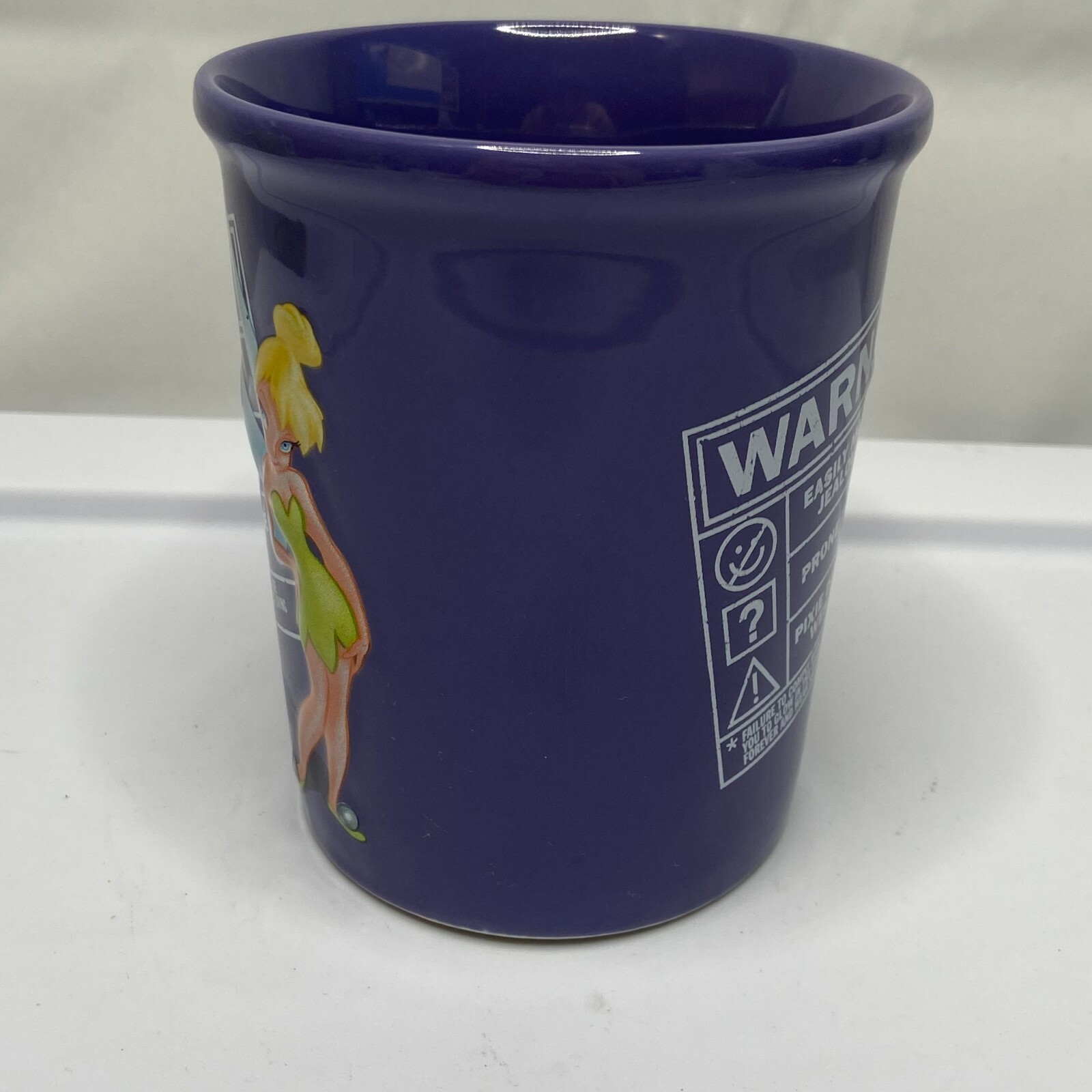 Disney Store Tinkerbell Warning Pixie Jealous Vanity Purple Coffee Tea Mug Cup